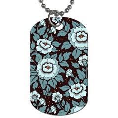 Vintage Floral Pattern Blue Damask Pattern Blue Vintage Dog Tag (one Side) by Semog4