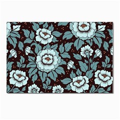 Vintage Floral Pattern Blue Damask Pattern Blue Vintage Postcards 5  X 7  (pkg Of 10) by Semog4