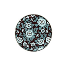 Vintage Floral Pattern Blue Damask Pattern Blue Vintage Hat Clip Ball Marker (4 Pack) by Semog4