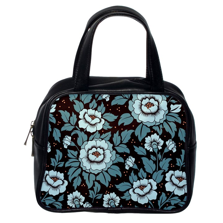 Vintage Floral Pattern Blue Damask Pattern Blue Vintage Classic Handbag (One Side)