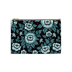 Vintage Floral Pattern Blue Damask Pattern Blue Vintage Cosmetic Bag (medium) by Semog4