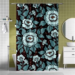 Vintage Floral Pattern Blue Damask Pattern Blue Vintage Shower Curtain 48  X 72  (small)  by Semog4