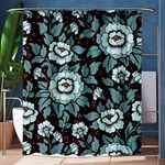 Vintage Floral Pattern Blue Damask Pattern Blue Vintage Shower Curtain 60  x 72  (Medium)  60 x72  Curtain