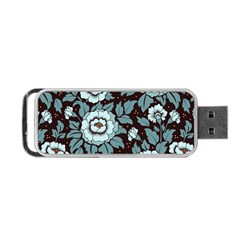 Vintage Floral Pattern Blue Damask Pattern Blue Vintage Portable Usb Flash (one Side) by Semog4