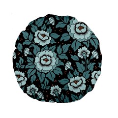 Vintage Floral Pattern Blue Damask Pattern Blue Vintage Standard 15  Premium Round Cushions by Semog4