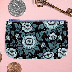 Vintage Floral Pattern Blue Damask Pattern Blue Vintage Large Coin Purse by Semog4