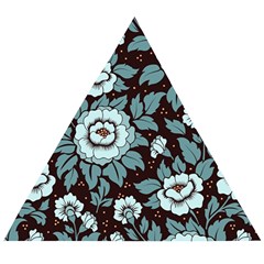 Vintage Floral Pattern Blue Damask Pattern Blue Vintage Wooden Puzzle Triangle by Semog4