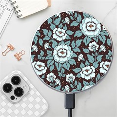 Vintage Floral Pattern Blue Damask Pattern Blue Vintage Wireless Fast Charger(white) by Semog4