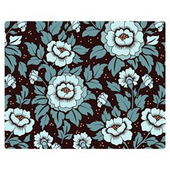 Vintage Floral Pattern Blue Damask Pattern Blue Vintage Premium Plush Fleece Blanket (medium)