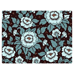 Vintage Floral Pattern Blue Damask Pattern Blue Vintage Two Sides Premium Plush Fleece Blanket (extra Small)