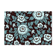 Vintage Floral Pattern Blue Damask Pattern Blue Vintage Crystal Sticker (a4)