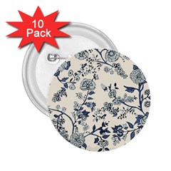 Vintage Background Blue Roses Rose Pattern Retro 2 25  Buttons (10 Pack)  by Semog4