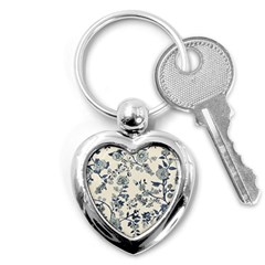 Vintage Background Blue Roses Rose Pattern Retro Key Chain (heart) by Semog4