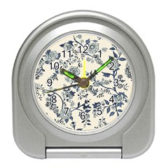 Vintage Background Blue Roses Rose Pattern Retro Travel Alarm Clock by Semog4