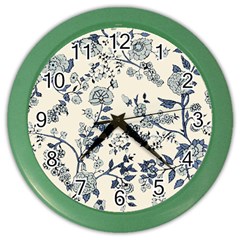 Vintage Background Blue Roses Rose Pattern Retro Color Wall Clock by Semog4