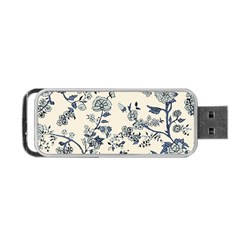 Vintage Background Blue Roses Rose Pattern Retro Portable Usb Flash (one Side) by Semog4