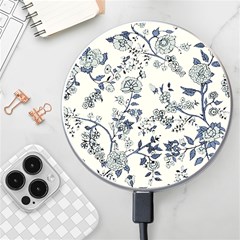 Vintage Background Blue Roses Rose Pattern Retro Wireless Fast Charger(white) by Semog4