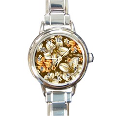 Flowers Pattern Floral Patterns Decorative Art Round Italian Charm Watch by Semog4