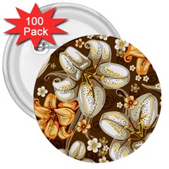 Flowers Pattern Floral Patterns Decorative Art 3  Buttons (100 Pack)  by Semog4