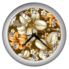 Flowers Pattern Floral Patterns Decorative Art Wall Clock (silver) by Semog4