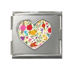 Colorful Flowers Pattern Abstract Patterns Floral Patterns Mega Link Heart Italian Charm (18mm)