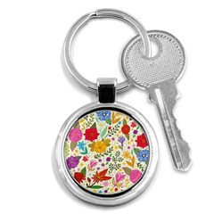 Colorful Flowers Pattern Abstract Patterns Floral Patterns Key Chain (round) by Semog4