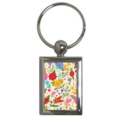 Colorful Flowers Pattern Abstract Patterns Floral Patterns Key Chain (rectangle) by Semog4