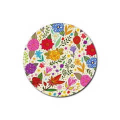 Colorful Flowers Pattern Abstract Patterns Floral Patterns Rubber Round Coaster (4 Pack) by Semog4