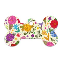 Colorful Flowers Pattern Abstract Patterns Floral Patterns Dog Tag Bone (one Side)