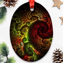 Green And Red Lights Wallpaper Fractal Digital Art Artwork Ornament (oval) by Semog4