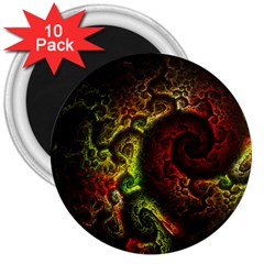 Green And Red Lights Wallpaper Fractal Digital Art Artwork 3  Magnets (10 Pack)  by Semog4