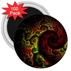 Green And Red Lights Wallpaper Fractal Digital Art Artwork 3  Magnets (100 Pack) by Semog4