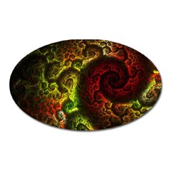 Green And Red Lights Wallpaper Fractal Digital Art Artwork Oval Magnet by Semog4