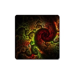 Green And Red Lights Wallpaper Fractal Digital Art Artwork Square Magnet by Semog4