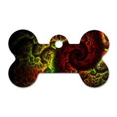 Green And Red Lights Wallpaper Fractal Digital Art Artwork Dog Tag Bone (one Side) by Semog4