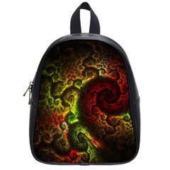 Green And Red Lights Wallpaper Fractal Digital Art Artwork School Bag (small) by Semog4