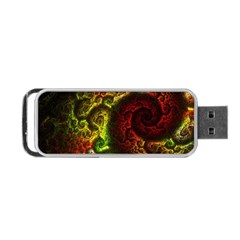 Green And Red Lights Wallpaper Fractal Digital Art Artwork Portable Usb Flash (one Side) by Semog4