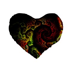 Green And Red Lights Wallpaper Fractal Digital Art Artwork Standard 16  Premium Heart Shape Cushions by Semog4