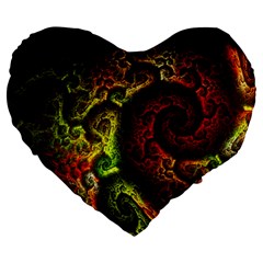 Green And Red Lights Wallpaper Fractal Digital Art Artwork Large 19  Premium Heart Shape Cushions by Semog4