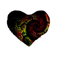 Green And Red Lights Wallpaper Fractal Digital Art Artwork Standard 16  Premium Flano Heart Shape Cushions by Semog4