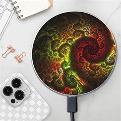 Green And Red Lights Wallpaper Fractal Digital Art Artwork Wireless Fast Charger(white) by Semog4