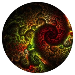 Green And Red Lights Wallpaper Fractal Digital Art Artwork Round Trivet by Semog4