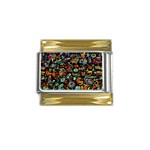 Cartoon Monster Pattern Abstract Background Gold Trim Italian Charm (9mm) Front