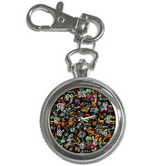 Cartoon Monster Pattern Abstract Background Key Chain Watches by Semog4