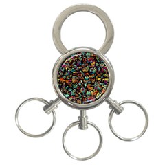 Cartoon Monster Pattern Abstract Background 3-ring Key Chain by Semog4