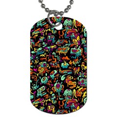 Cartoon Monster Pattern Abstract Background Dog Tag (two Sides) by Semog4