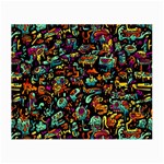 Cartoon Monster Pattern Abstract Background Small Glasses Cloth Front