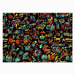 Cartoon Monster Pattern Abstract Background Large Glasses Cloth (2 Sides) by Semog4