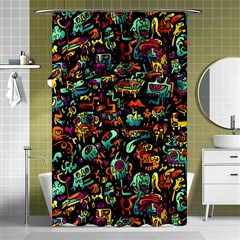 Cartoon Monster Pattern Abstract Background Shower Curtain 48  X 72  (small)  by Semog4