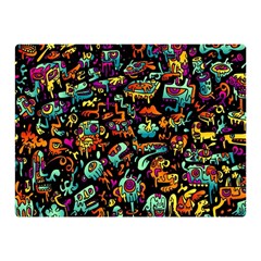 Cartoon Monster Pattern Abstract Background Two Sides Premium Plush Fleece Blanket (mini) by Semog4